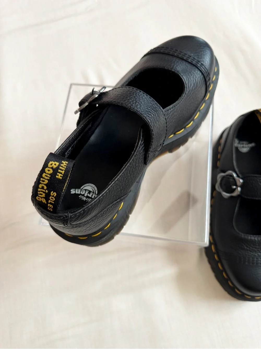 Dr. Martens Black Leather Addina Flower Flat - Picture 5 of 5